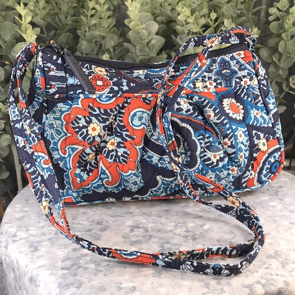 Vera Bradley Frannie Marrakesh Blue/Orange/White 5”x9” Mini Handbag💙VGUC💙 - Picture 1 of 10